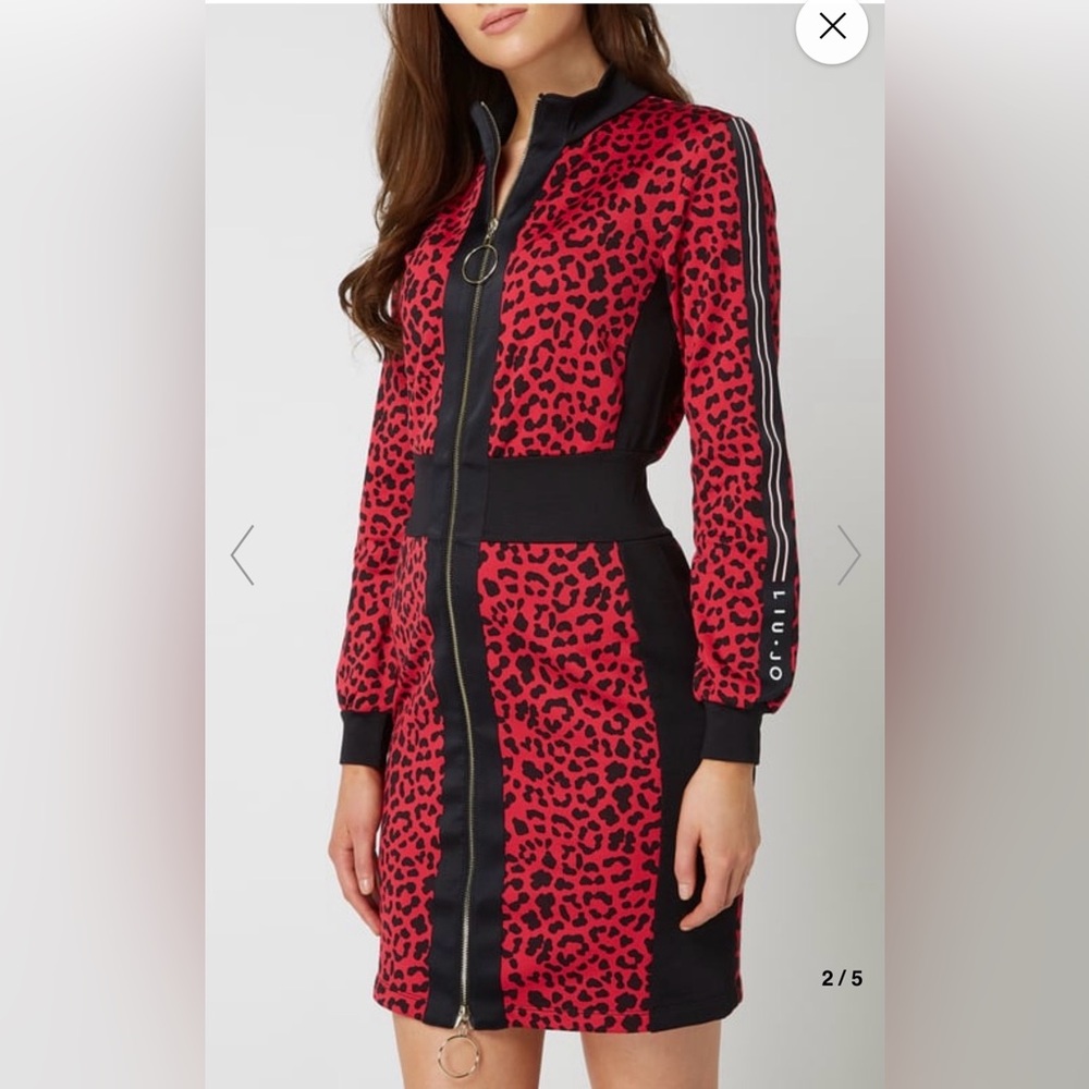 Liu Jo Animal Print Zip Front Mini Dress Fuchsia and Black Size XS~ NWT